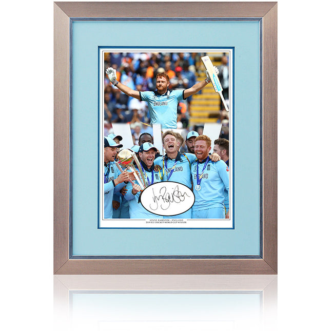 Jonny Bairstow England Cricket World Cup 2019 Winner Hand Signed Montage 23x19" Framed