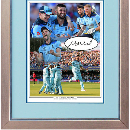 Mark Wood Hand Signed England Cricket World Cup 2019 Montage 23x19" Framed