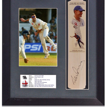 Ashley Giles MBE England Warwickshire CCC Hand Signed Mini Cricket Bat