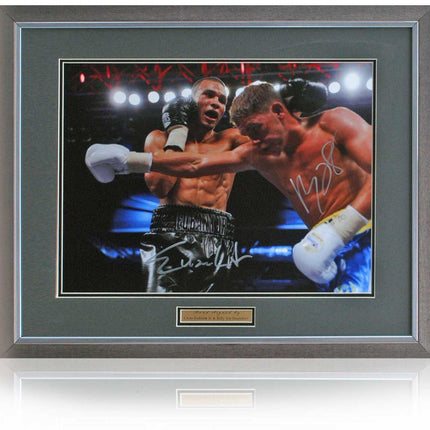 Chris Eubank Jr vs Billy Joe Saunders Hand Signed Boxing Photograph 23x19" Framed