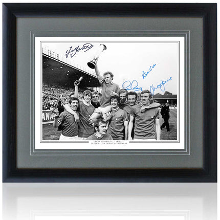 Leeds United 1971 Signed Photo Reaney Clarke Jones Yorath Photograph 23x19" Framed