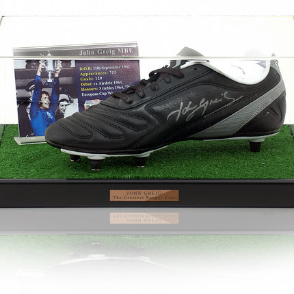 John Greig Rangers Hand Signed Football Boot Display