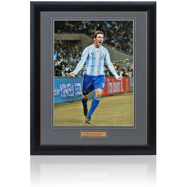 Gonzalo Higuain Argentina Legend Hand Signed Photograph 23x19in Framed