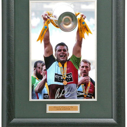 Nick Easter Rugby Legend Signed Harlequins Photograph 19x15 in Framed + COA