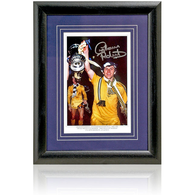 Graham Roberts Tottenham Hotspur Legend Hand Signed Photograph 15x19" Framed