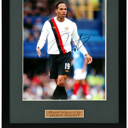 Joleon Lescott Manchester City Legend Hand Signed Photograph 17x14" Framed