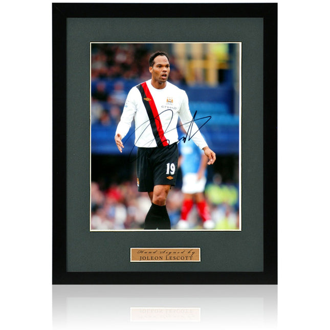 Joleon Lescott Manchester City Legend Hand Signed Photograph 17x14" Framed