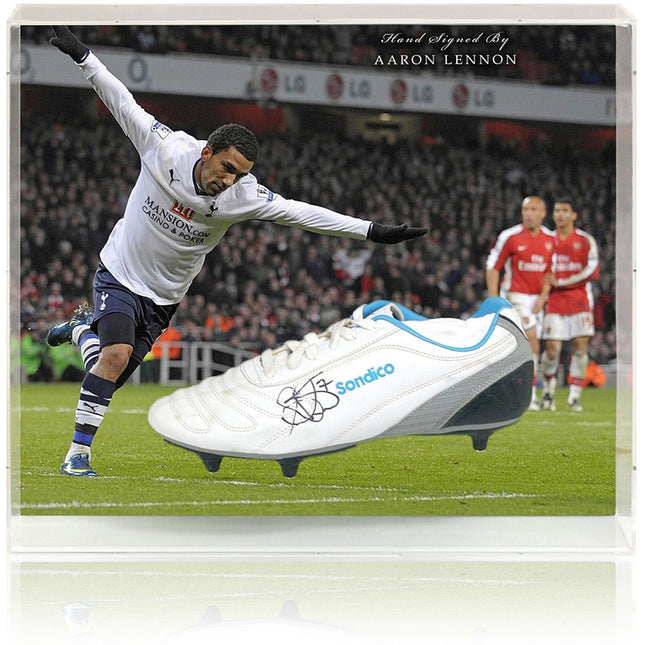Aaron Lennon Hand Signed Football Boot Tottenham Display COA