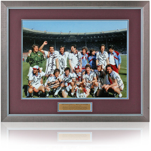 West Ham United 1980 FA Cup Winners Hand Signed by 12 Legends Montage 23x19" Framed