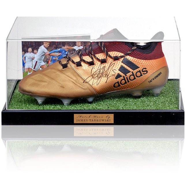 James Tarkowski Match Worn and Hand Signed Burnley Left Football Boot Presentation