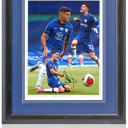 Christian Pulisic Chelsea Hand Signed Montage 23x19in Framed