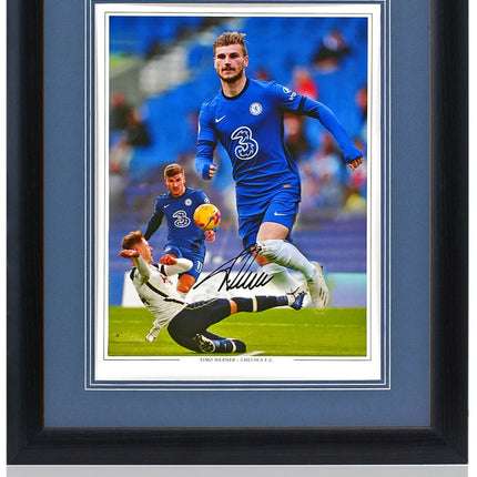 Timo Werner Chelsea Hand Signed Montage 23x19in Framed
