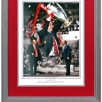 Rafa Benitez Liverpool Hand Signed 2005 European Cup Montage 23x19" Framed