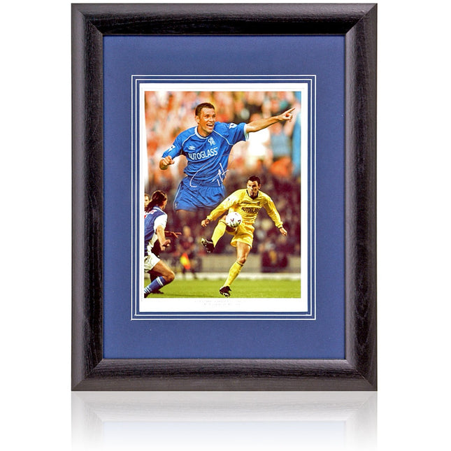 Gus Poyet Hand Signed Chelsea F.C. Montage 15x19" Framed