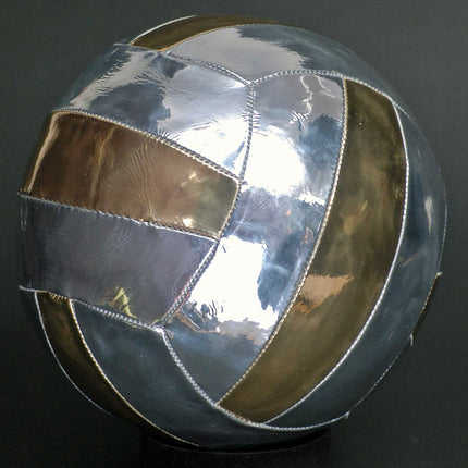 New Vintage Leather-Look Silver Gold PU Volleyball Size 4 Retro Style 18 Panel Ball