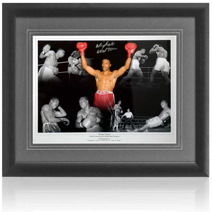 Michael Watson Boxing Legend Hand Signed Montage 23x19" Framed