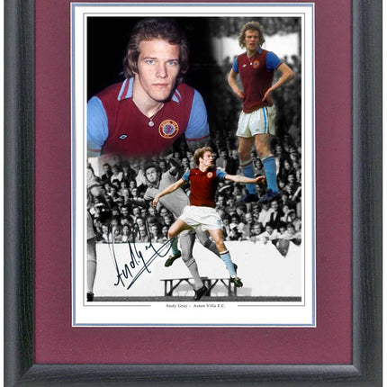 Andy Gray Aston Villa Legend Hand Signed 23x19'' Framed Montage