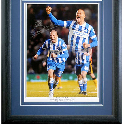 Bobby Zamora Brighton and Hove Albion Hand Signed Montage 23x19" Framed