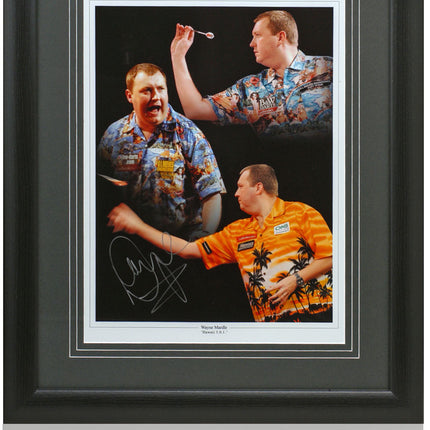 Wayne Mardle Hand Signed Darts Montage 23x19in Framed