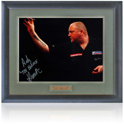 Andy Hamilton Darts Professional Hand Signed 23x19'' Framed Photograph