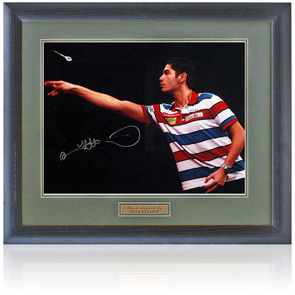 Jelle Klaasen Hand Signed Darts Photograph 23x19in Framed