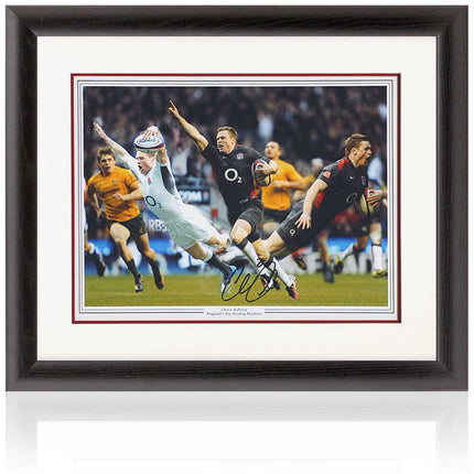 Chris Ashton Rugby Union Legend Hand Signed England Montage 23x19" Framed