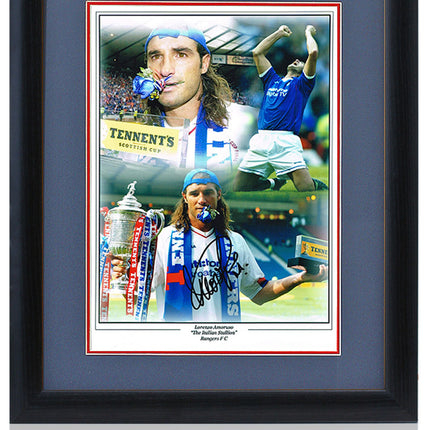 Lorenzo Amoruso Rangers Legend Hand Signed Montage 23x19" Framed