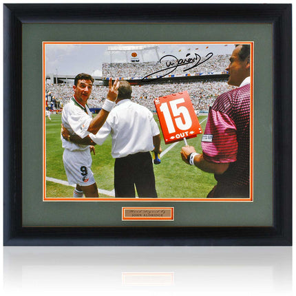John Aldridge Republic Of Ireland Hand Signed USA '94 Photograph 23x19" Framed