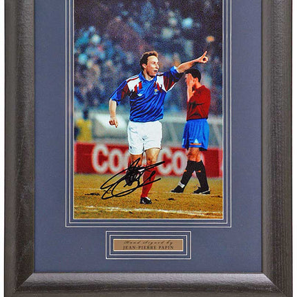 Jean Pierre Papin France Legend Hand Signed Photograph 19x15in Framed