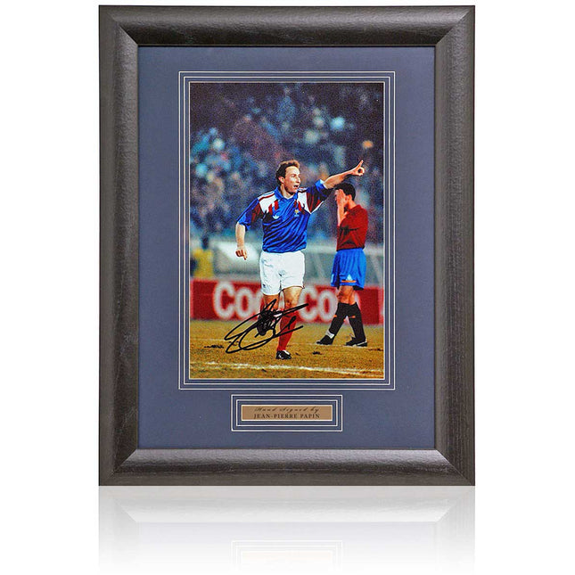 Jean Pierre Papin France Legend Hand Signed Photograph 19x15in Framed