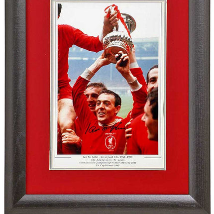Ian St John Liverpool Legend Hand Signed Photograph 15x19" Framed