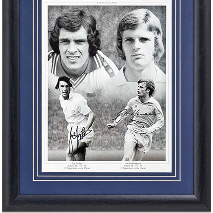 Joe Jordan and Gordon McQueen Leeds United Legends Hand Signed Montage 23x19" Framed