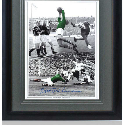 Bert Trautmann Manchester City Legend Hand Signed Montage 23x19" Framed