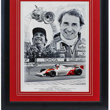 John Watson Formula 1 Racing legend Hand Signed F1 Montage 23x19" Framed