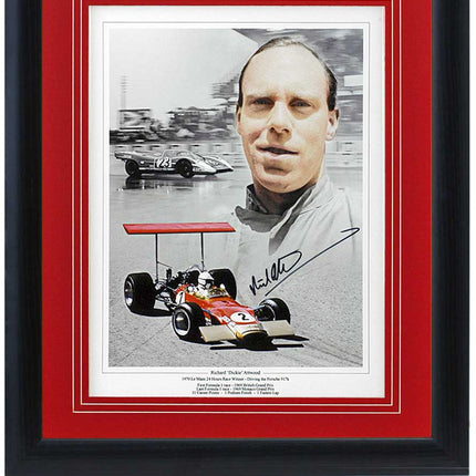 Richard Attwood Formula 1 Racing legend Hand Signed F1 Montage 23x19" Framed
