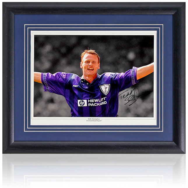 Teddy Sheringham Hand Signed Tottenham Hotspur Framed Photograph 23x19" Framed
