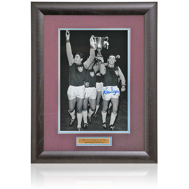 Ronnie Boyce Hand Signed West Ham 1965 UEFA Cup Photograph 15x19" Framed