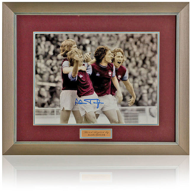 Alan Taylor West Ham United Legend Signed 1975 FA Cup Photograph 23x19in Framed