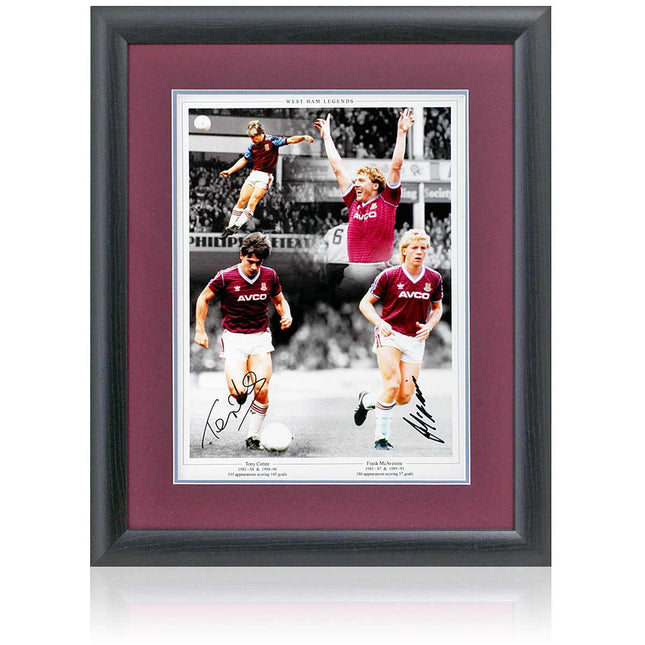 Tony Cottee and Frank McAvennie West Ham United Legends Hand Signed Montage 23x19" Framed