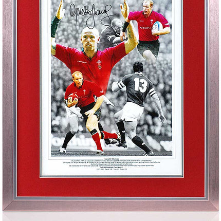 Gareth Thomas Welsh Rugby Legend Hand Signed Photograph 23x19" Framed